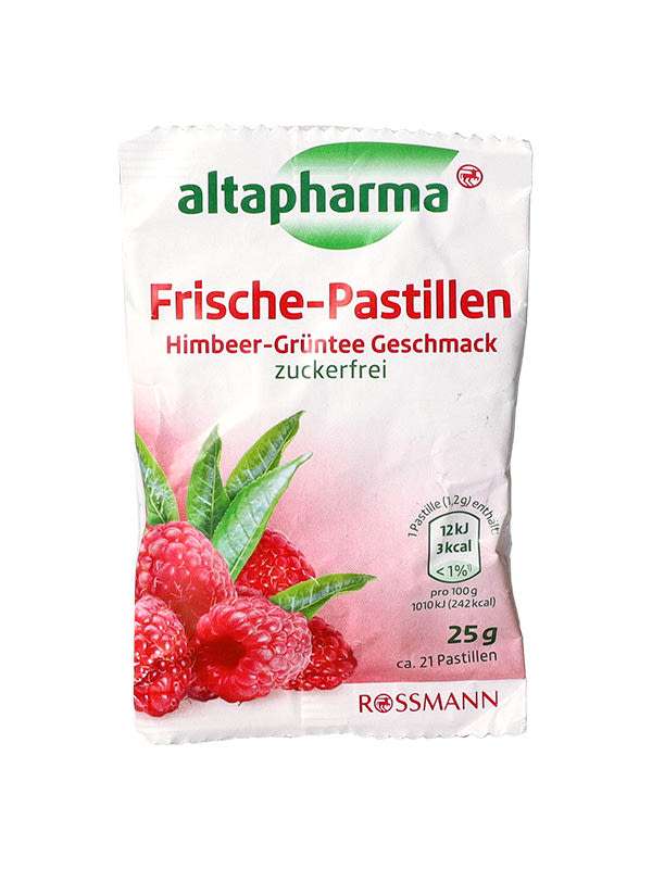 Altapharma málna-zöldtea ízű cukorka - 25 g