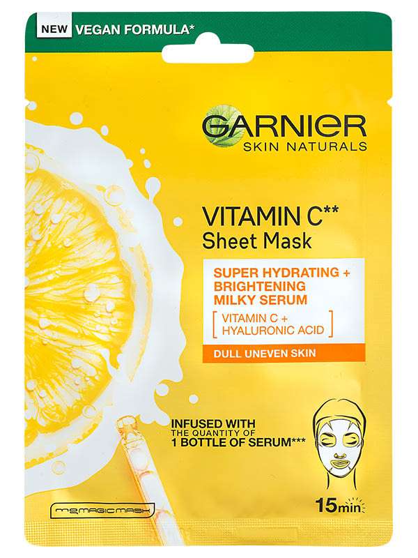 Garnier Skin Naturals ragyogást adó fátyolmaszk C-vitaminnal - 28 g