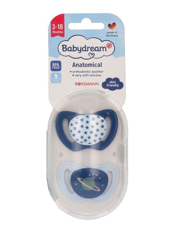Babydream anatómiai szilikon játszócumi 3 hónapos kortól - 2 db