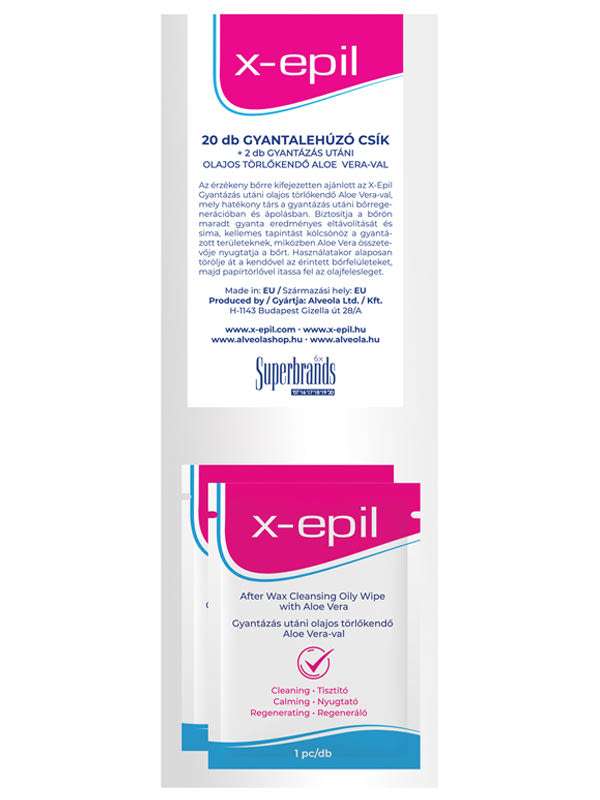 X-Epil lehúzható textilia - 20 db + 2 db Gyantalemosó törlőkendővel