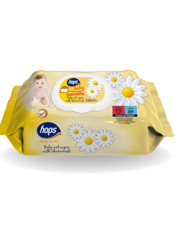Hops Baby nedves törlőkendő, kamilla - 100 db