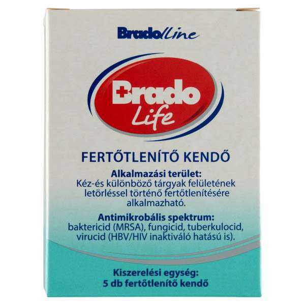 Bradolife kéz- és bőrfertőtlenítő kendő - 5 db