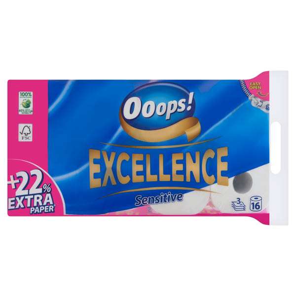 Ooops! Excellence 3 Rétegű Toalettpapír - 16 db