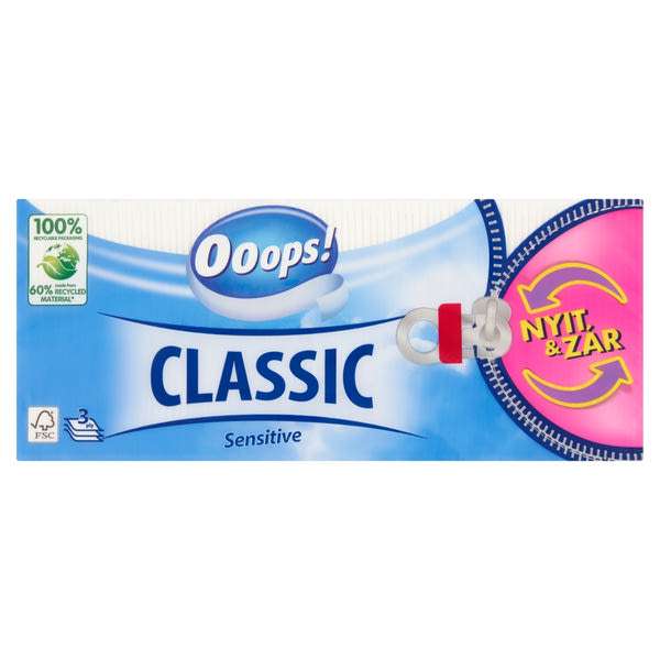 OOOPS! Sensitive papírzsebkendő 3 rétegű - 90 db