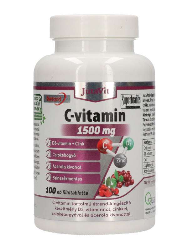 JutaVit C-Vitamin 1500mg Csipkebogyó+ Acerola+D3-Vitamin Filmtabletta - 100 db