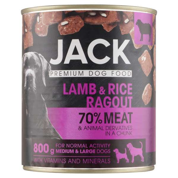 Jack konzerv ragu kutyáknak bárányhússal és rizzsel - 800 g