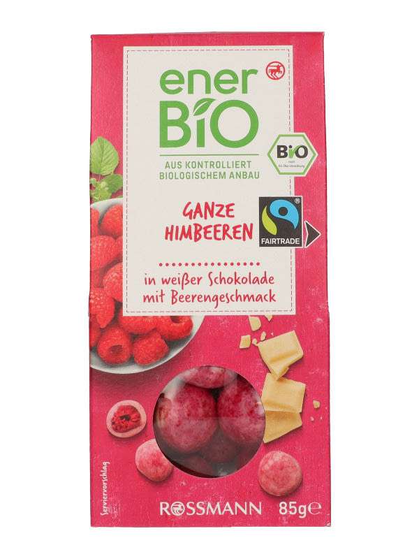 Ener-Bio egész málna fehér csokoládéval bevonva - 85 g