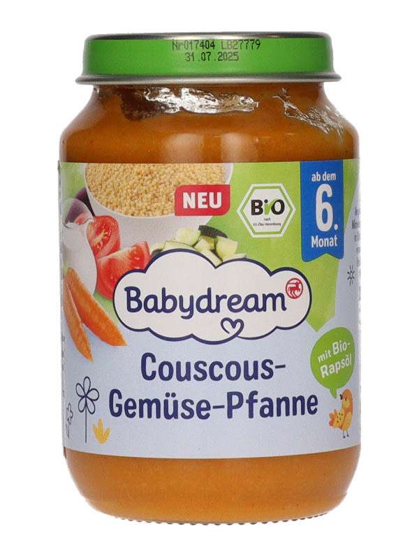 Babydream Bio serpenyős zöldséges kuszkusz 6 hónapos kortól - 190 g