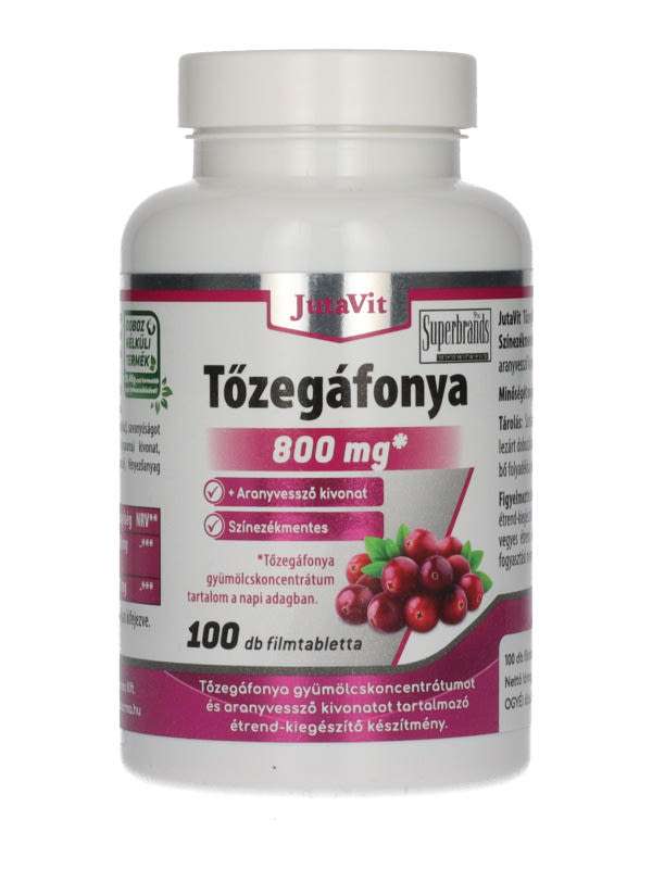 JutaVit Tőzegáfonya 800 mg étrend-kiegészítő tabletta aranyvessző kivonattal - 100 db