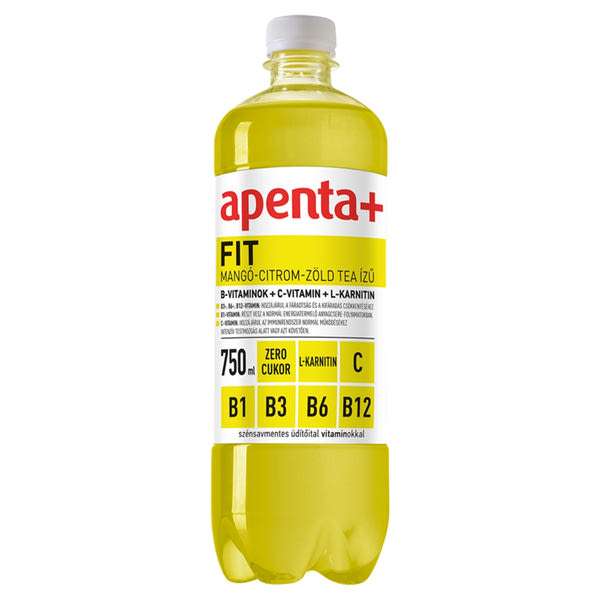 Apenta+ Fit szénsavmentes üdítőital vitaminokal mangó-citrom-zöld tea ízű - 750 ml