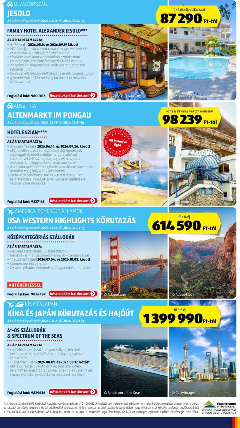 Aldi Aldi Utazás katalógus 3 oldal