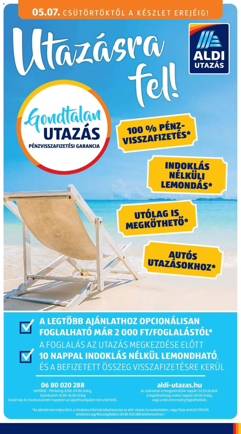 Aldi Aldi Utazás katalógus 1 oldal