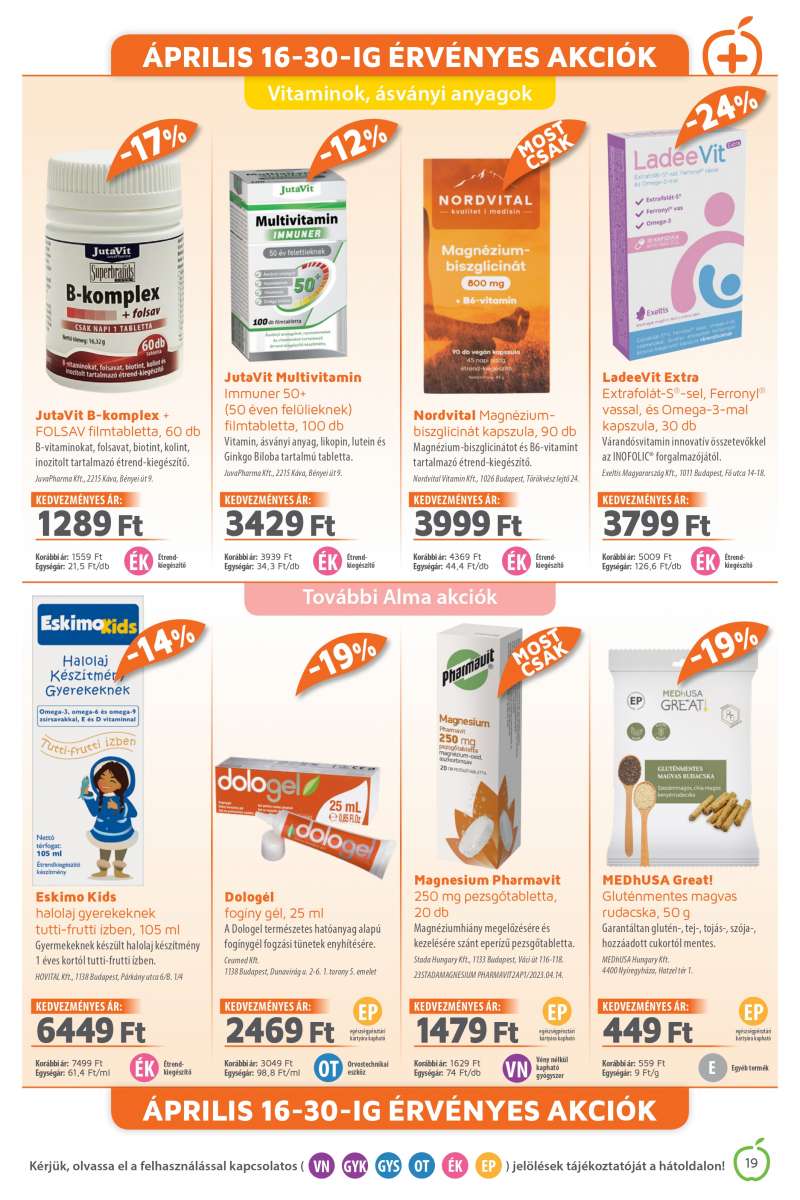 Alma Gyógyszertárak Akciós Újság 19 oldal
