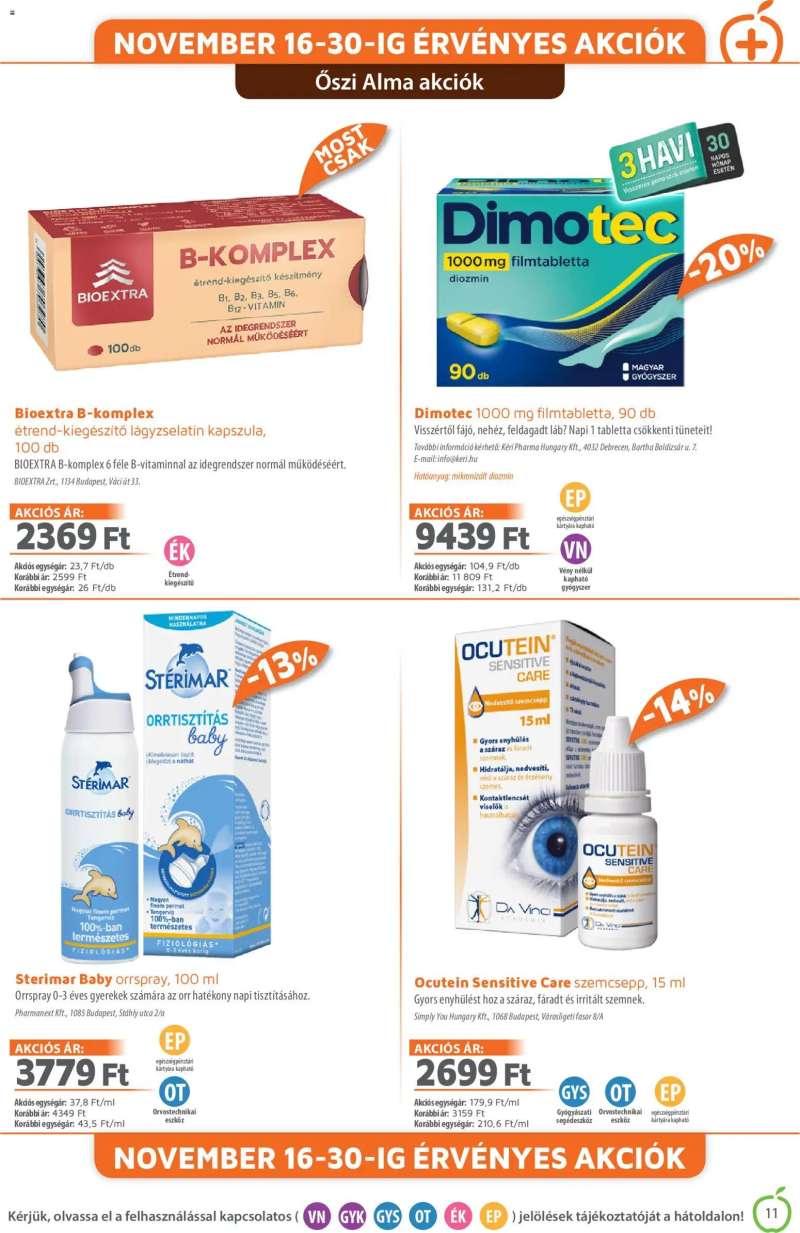 Alma Gyógyszertárak Akciós újság Alma Gyógyszertárak 11 oldal