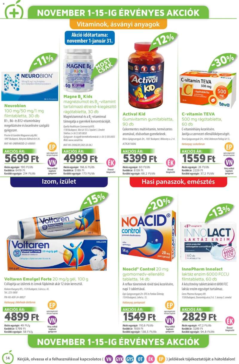 Alma Gyógyszertárak Akciós újság Alma Gyógyszertárak 14 oldal
