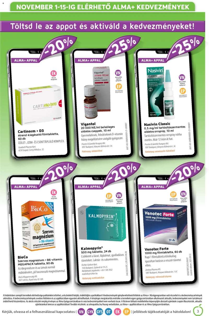 Alma Gyógyszertárak Akciós újság Alma Gyógyszertárak 3 oldal