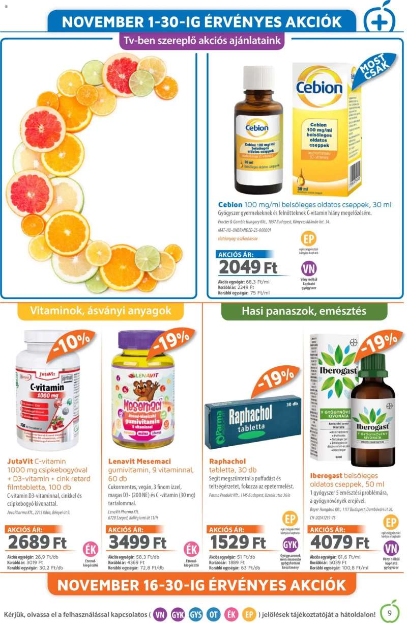 Alma Gyógyszertárak Akciós újság Alma Gyógyszertárak 9 oldal