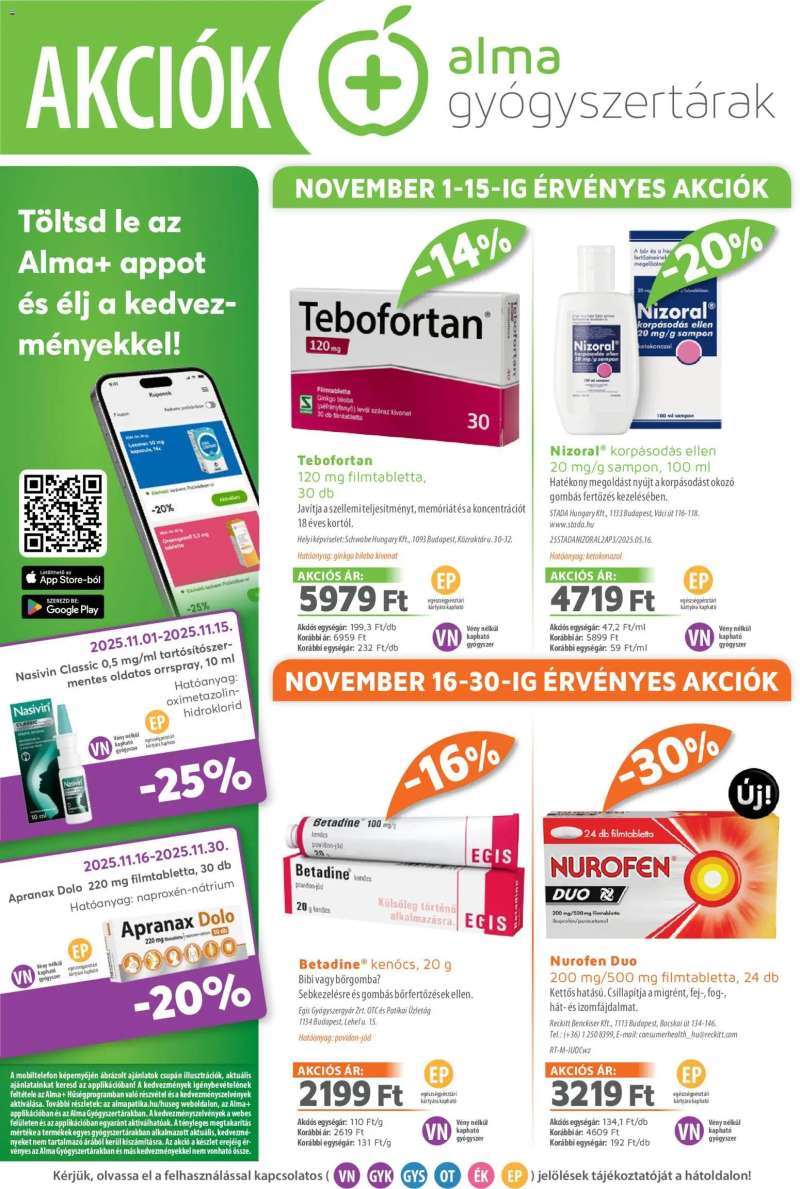 Alma Gyógyszertárak Akciós újság Alma Gyógyszertárak 1 oldal