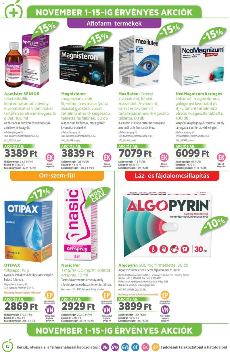 Alma Gyógyszertárak Akciós újság Alma Gyógyszertárak 12 oldal