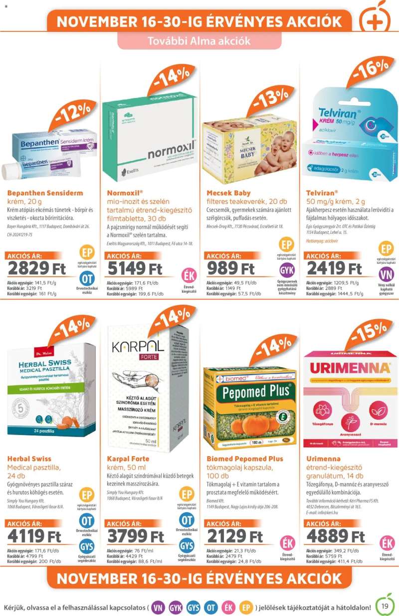 Alma Gyógyszertárak Akciós újság Alma Gyógyszertárak 19 oldal