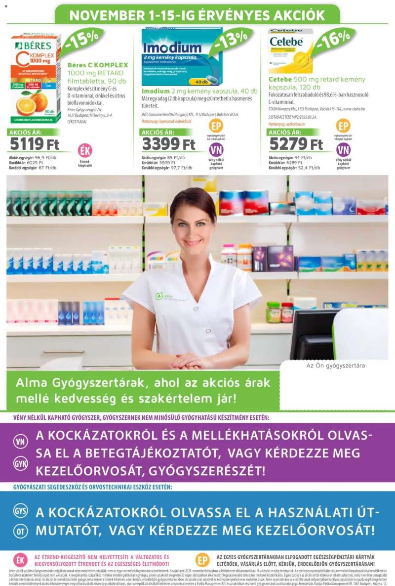 Alma Gyógyszertárak Akciós újság Alma Gyógyszertárak 20 oldal