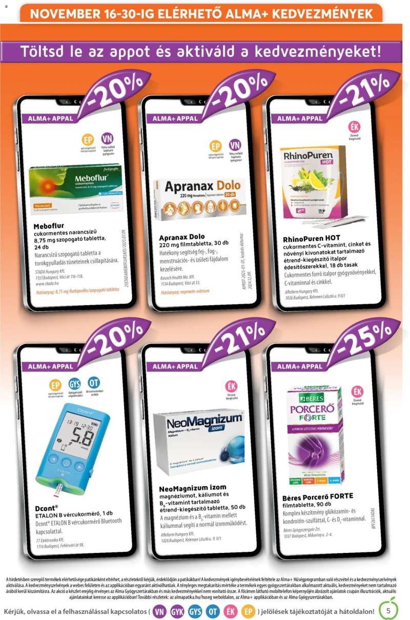 Alma Gyógyszertárak Akciós újság Alma Gyógyszertárak 5 oldal