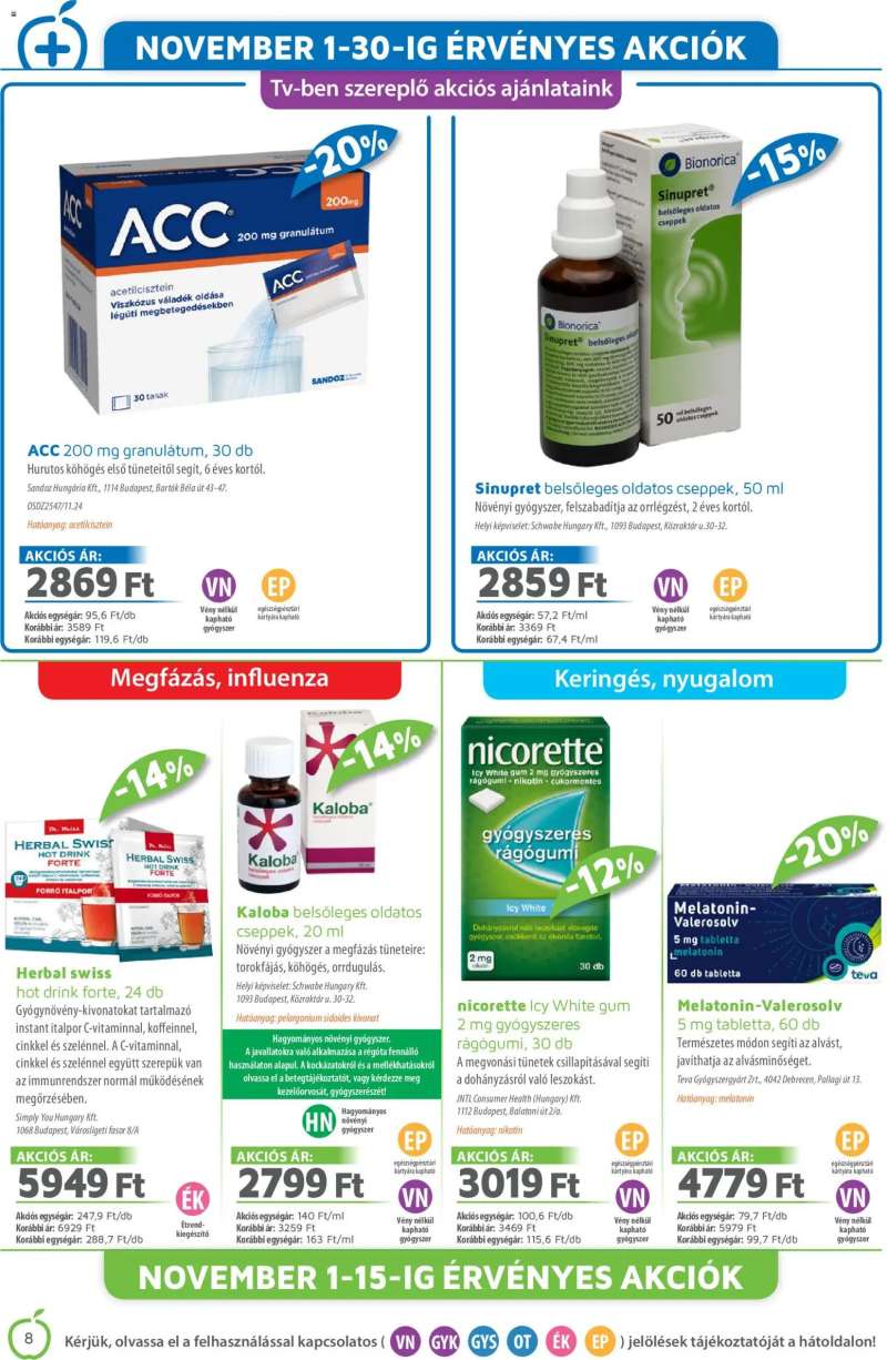 Alma Gyógyszertárak Akciós újság Alma Gyógyszertárak 8 oldal