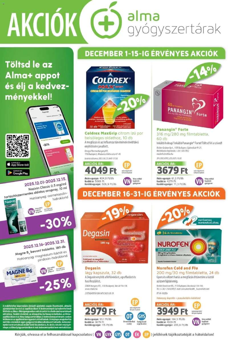 Alma Gyógyszertárak Alma újság érvényessége 2025.12.31-ig 1 oldal