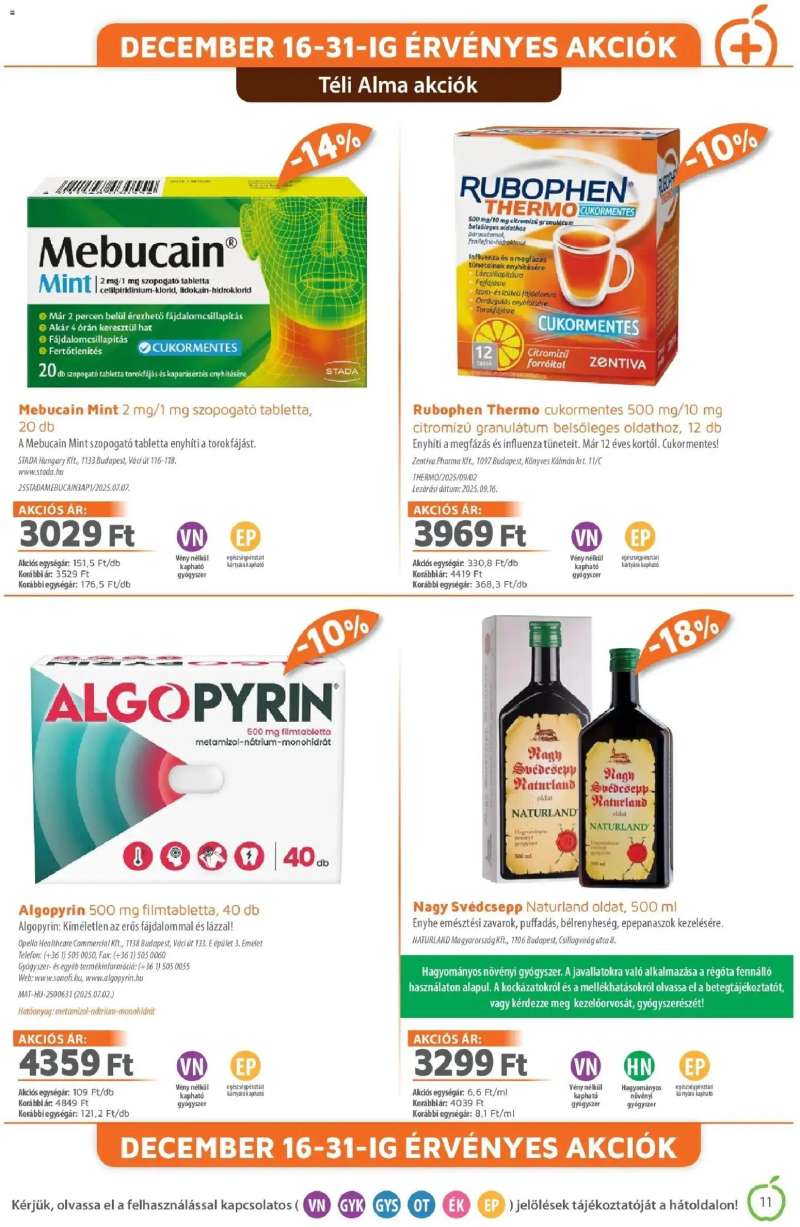 Alma Gyógyszertárak Alma újság érvényessége 2025.12.31-ig 11 oldal