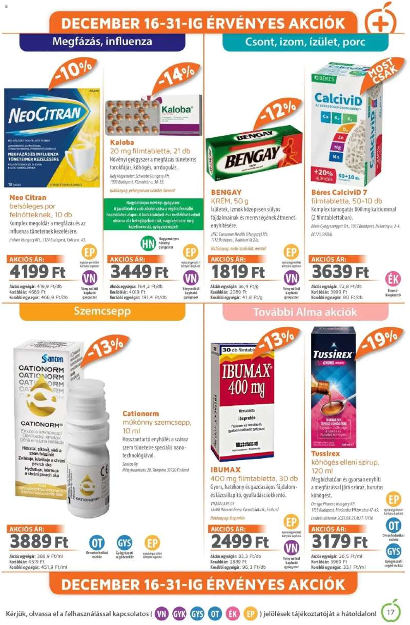 Alma Gyógyszertárak Alma újság érvényessége 2025.12.31-ig 17 oldal