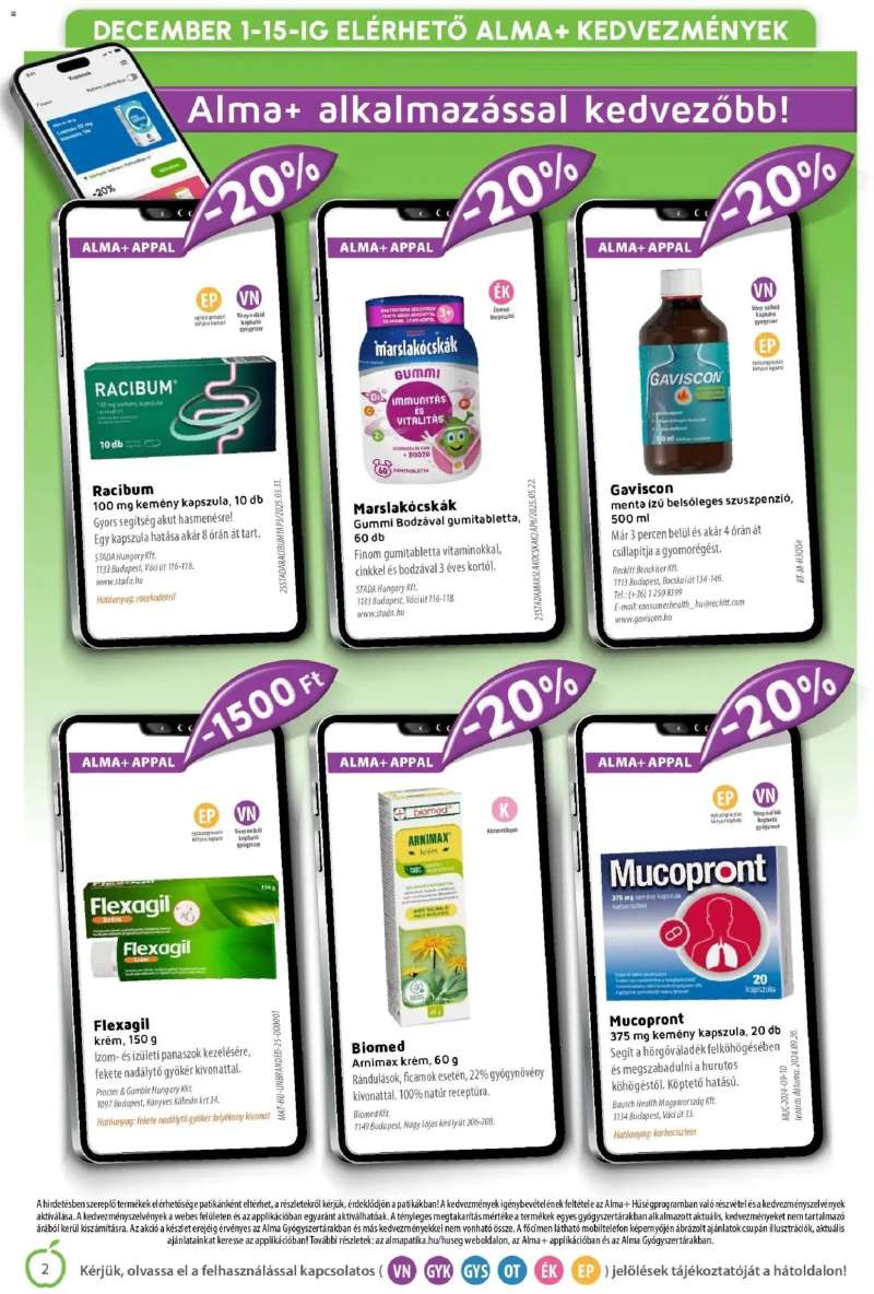 Alma Gyógyszertárak Alma újság érvényessége 2025.12.31-ig 2 oldal