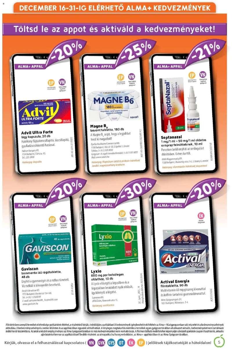 Alma Gyógyszertárak Alma újság érvényessége 2025.12.31-ig 5 oldal