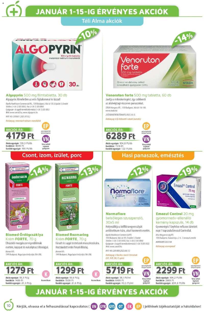 Alma Gyógyszertárak Alma újság érvényessége 2026.01.31-ig 10 oldal