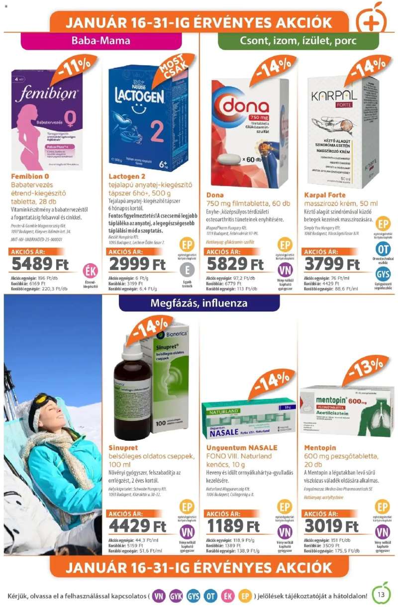 Alma Gyógyszertárak Alma újság érvényessége 2026.01.31-ig 13 oldal