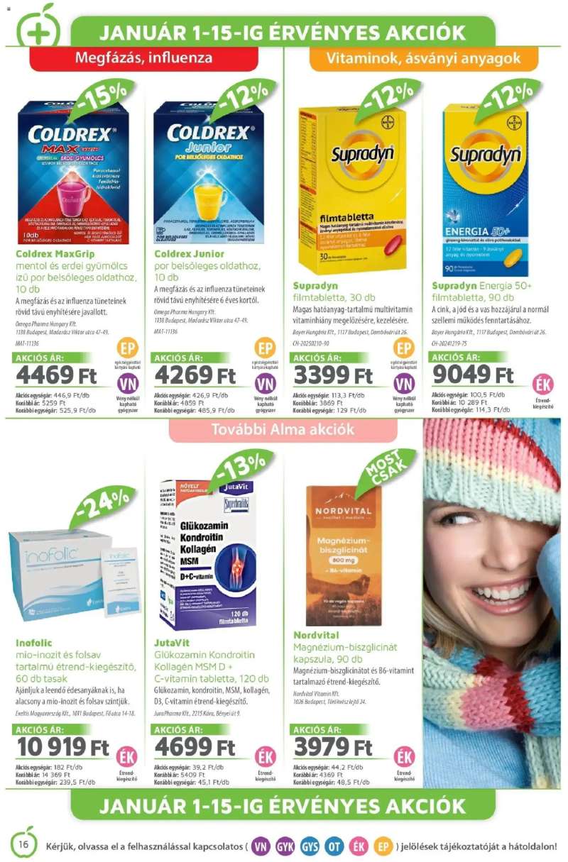 Alma Gyógyszertárak Alma újság érvényessége 2026.01.31-ig 16 oldal