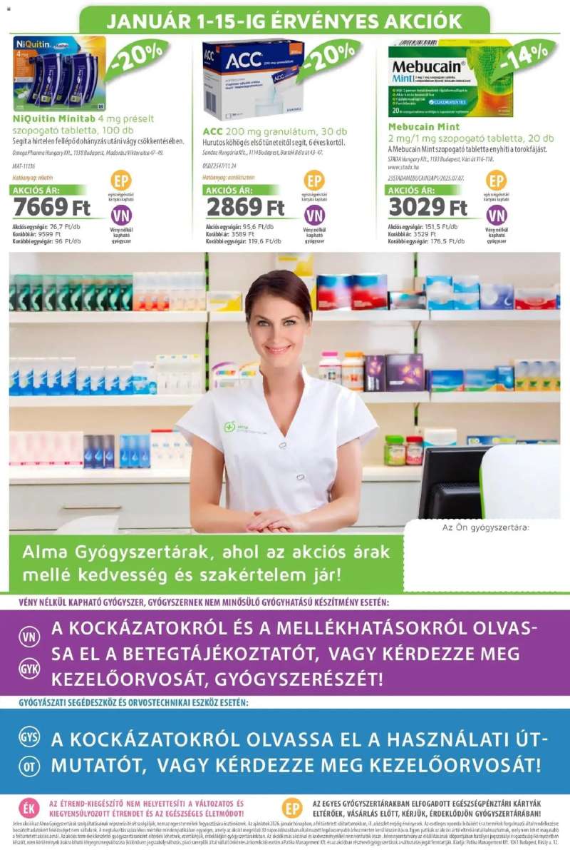 Alma Gyógyszertárak Alma újság érvényessége 2026.01.31-ig 20 oldal