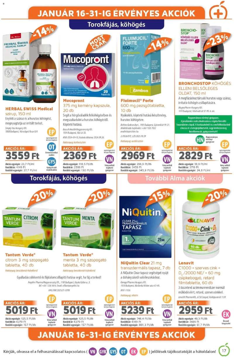 Alma Gyógyszertárak Akciós újság Alma Gyógyszertárak 17 oldal