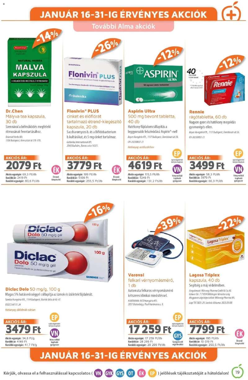 Alma Gyógyszertárak Akciós újság Alma Gyógyszertárak 19 oldal