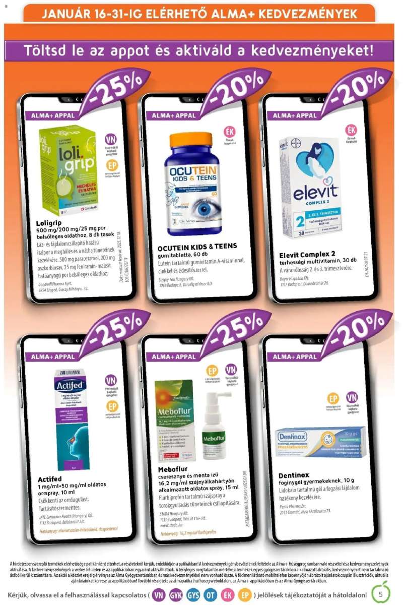 Alma Gyógyszertárak Akciós újság Alma Gyógyszertárak 5 oldal