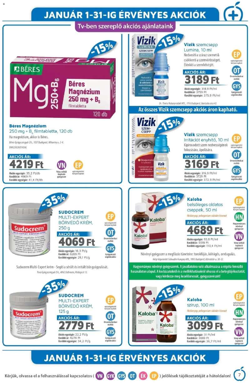 Alma Gyógyszertárak Akciós újság Alma Gyógyszertárak 7 oldal