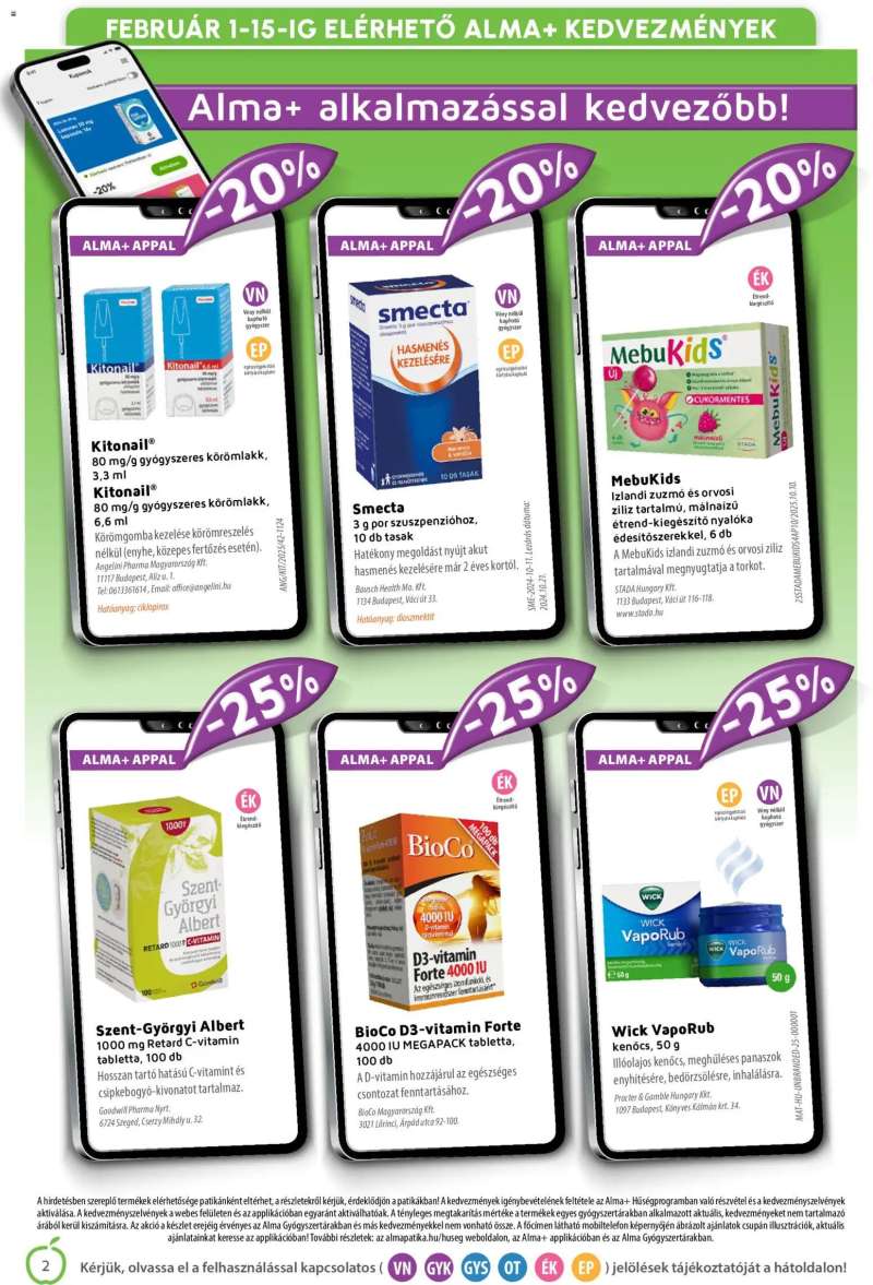 Alma Gyógyszertárak Akciós újság Alma Gyógyszertárak 2 oldal