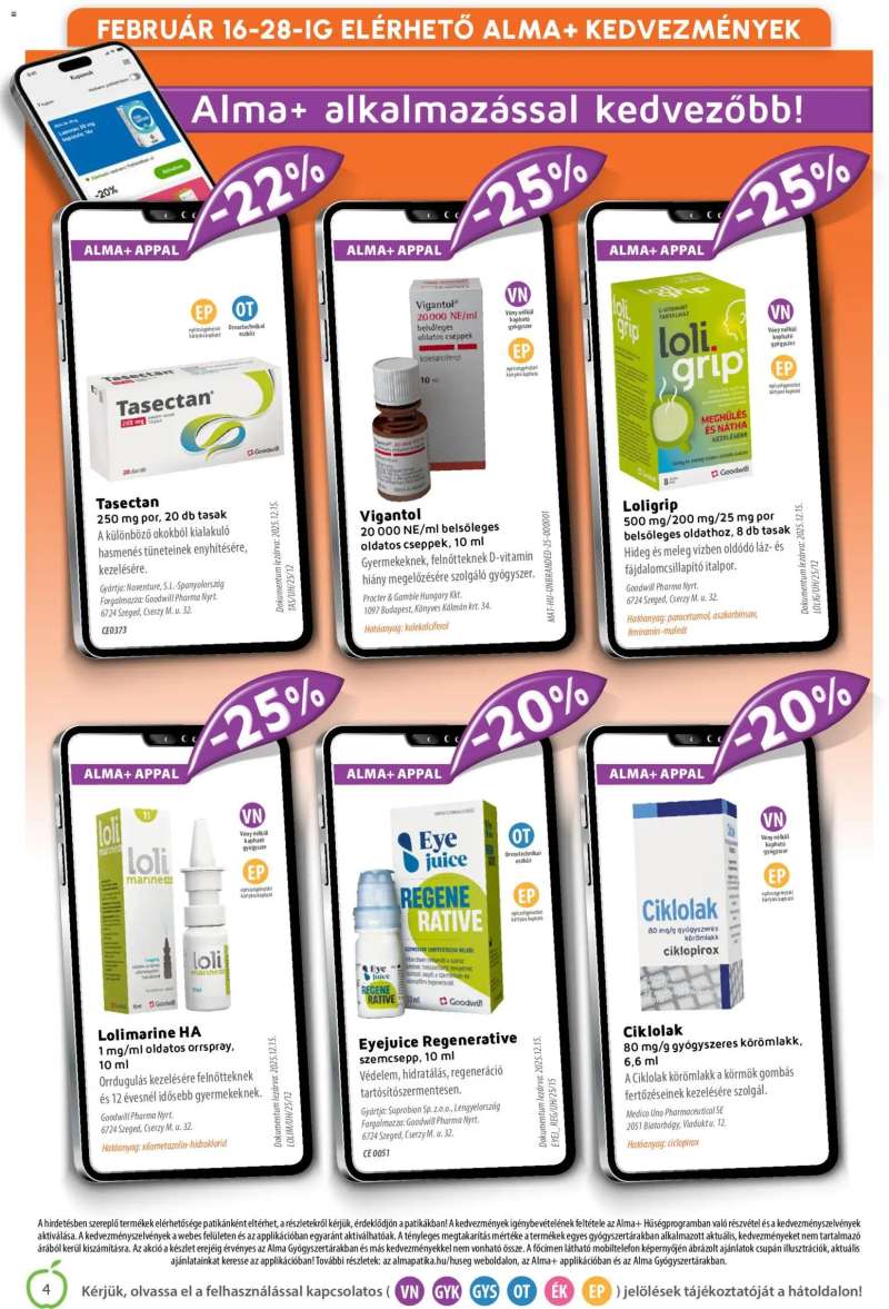Alma Gyógyszertárak Akciós újság Alma Gyógyszertárak 4 oldal