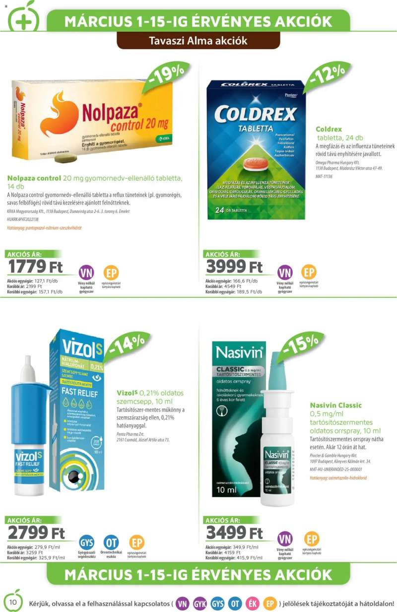 Alma Gyógyszertárak Alma Gyógyszertárak akciós újság 10 oldal
