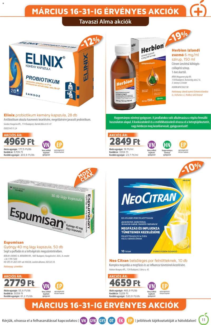 Alma Gyógyszertárak Alma Gyógyszertárak akciós újság 11 oldal