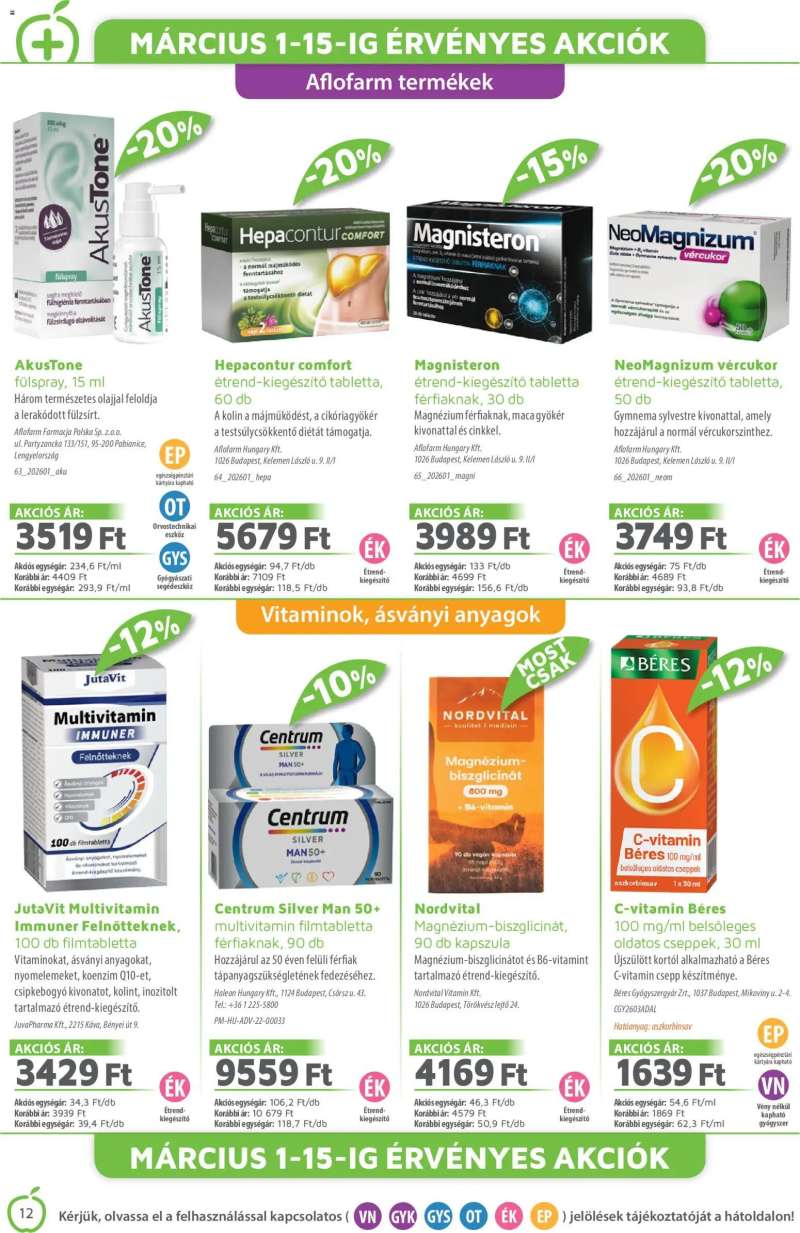 Alma Gyógyszertárak Alma Gyógyszertárak akciós újság 12 oldal