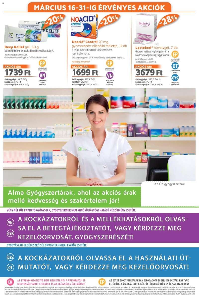 Alma Gyógyszertárak Alma Gyógyszertárak akciós újság 20 oldal