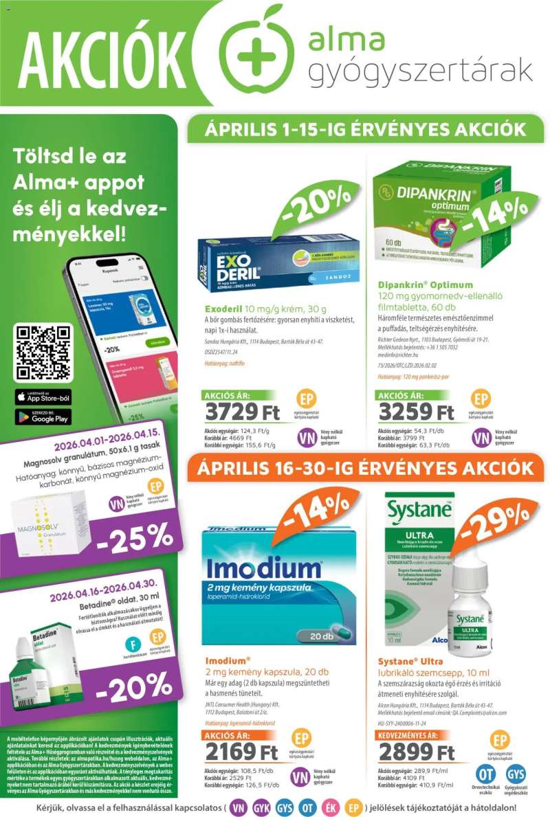 Alma Gyógyszertárak Alma Gyógyszertárak akciós újság 1 oldal