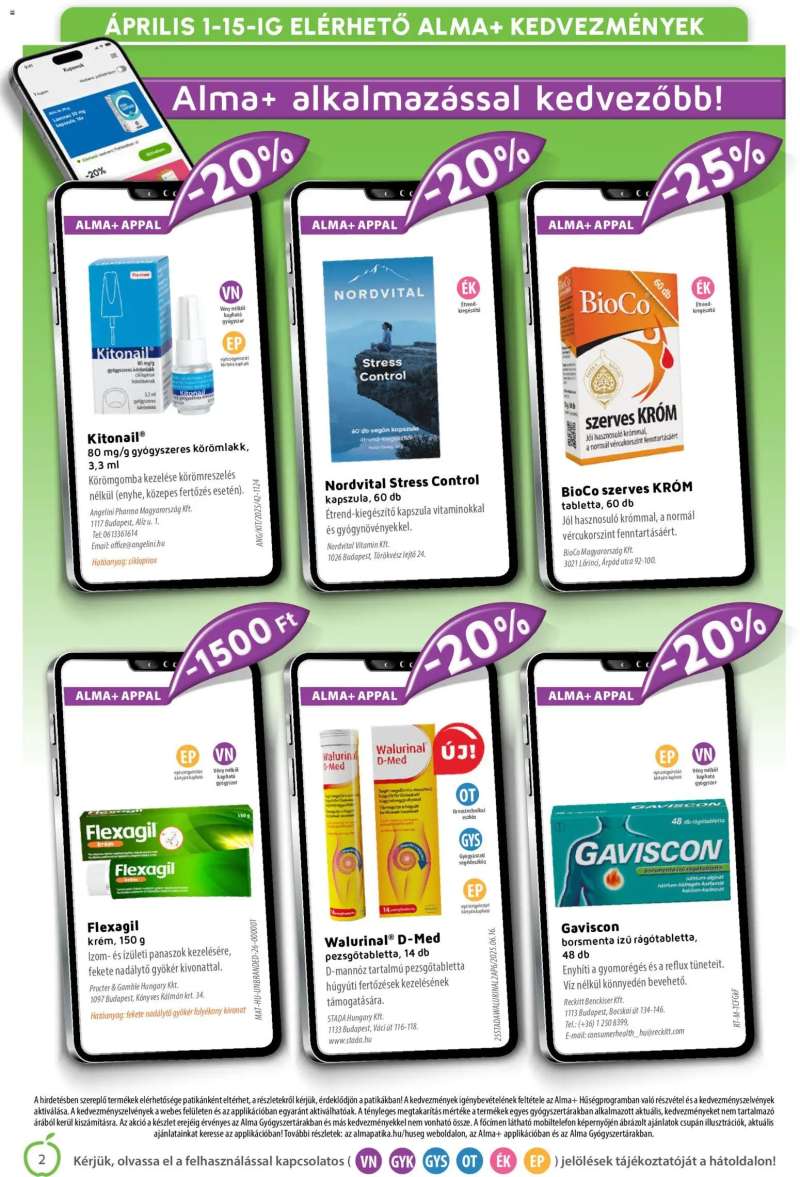 Alma Gyógyszertárak Alma Gyógyszertárak akciós újság 2 oldal