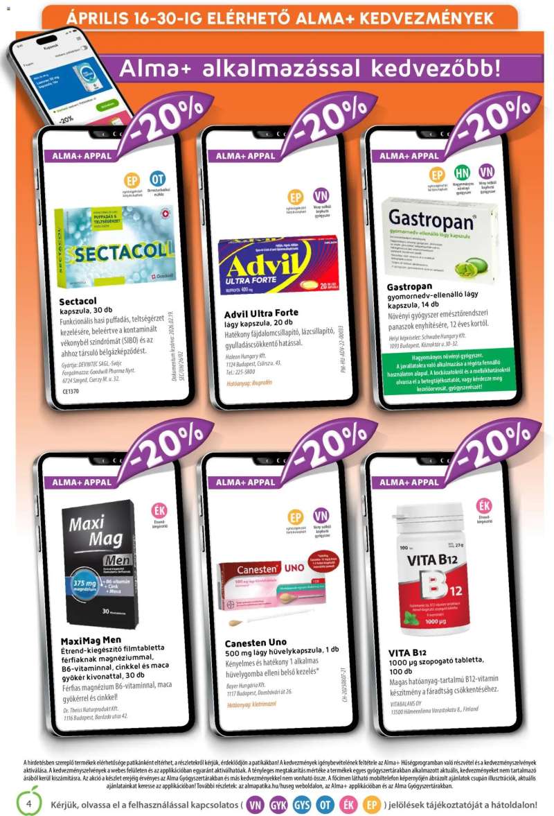 Alma Gyógyszertárak Alma Gyógyszertárak akciós újság 4 oldal