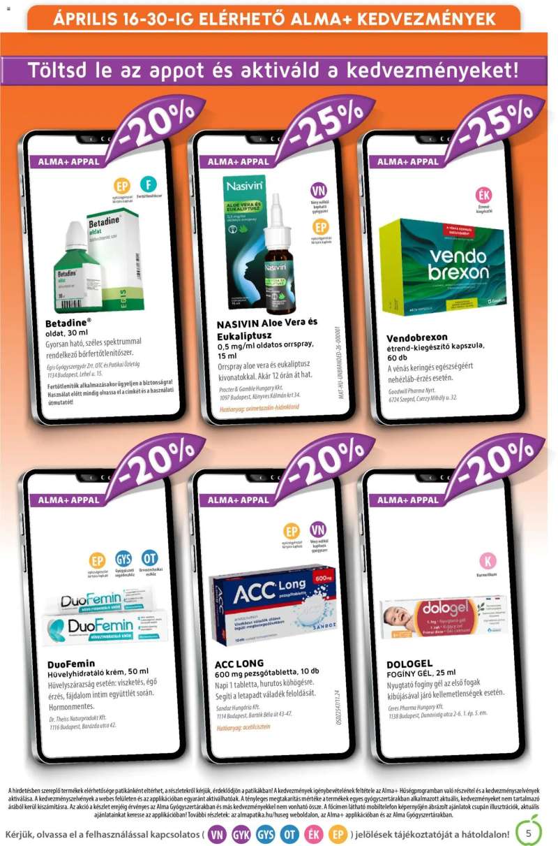 Alma Gyógyszertárak Alma Gyógyszertárak akciós újság 5 oldal